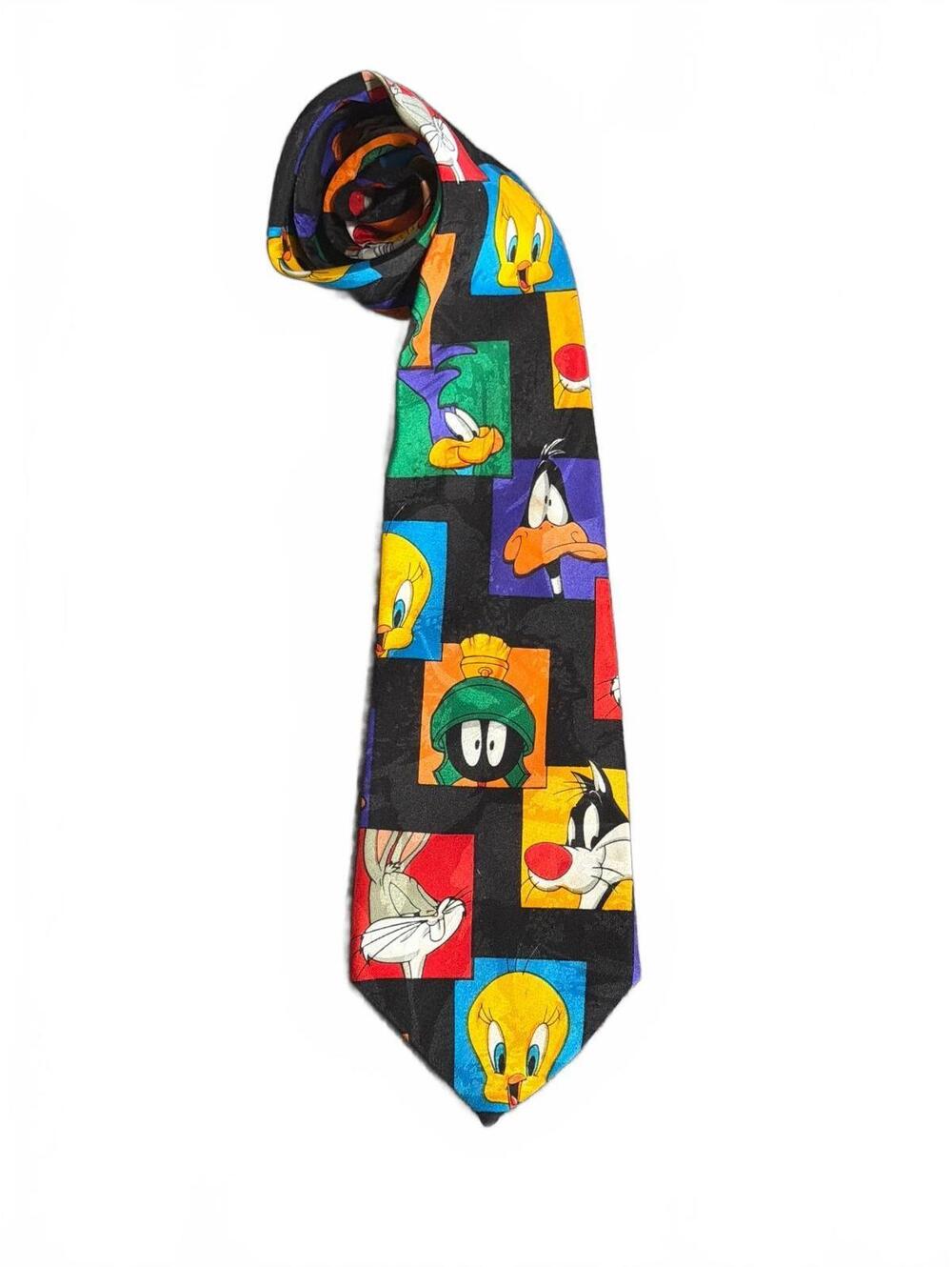 VTG 90's Looney Tunes Mania Polyester Character Print Tie